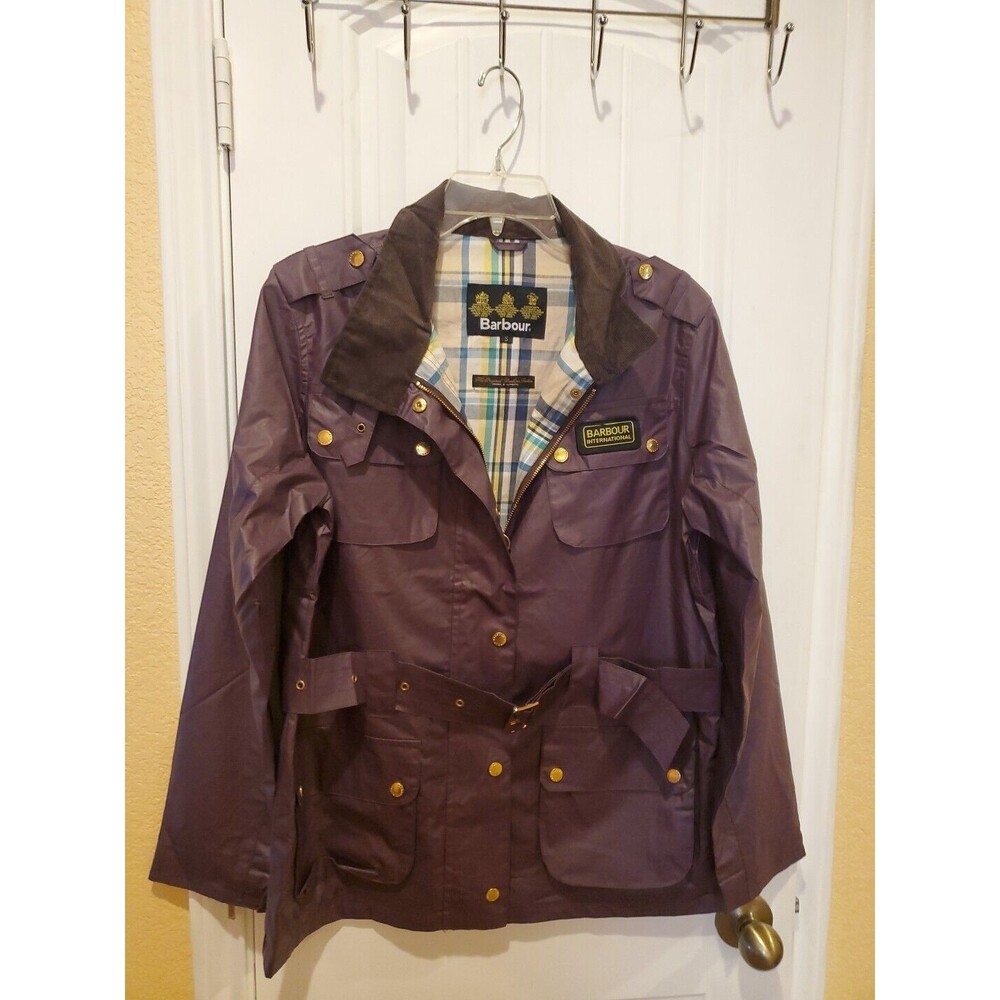 Barbour International Purple Waterproof Breathable Belted Jacket  sz S